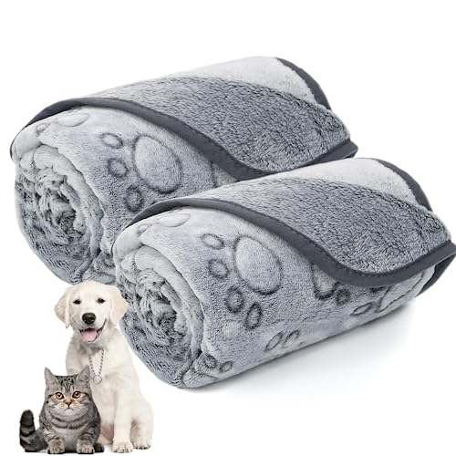 LOKOZ Fleece Blanket for Small Medium Dogs - Washable Puppy Blanket with Cute Paw Print for Bed Couch Protection