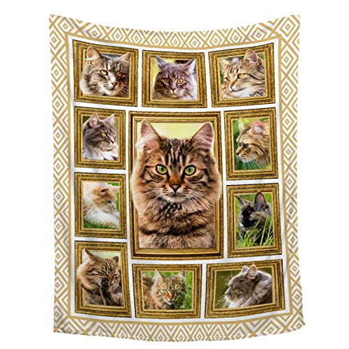 Maine Coon Cat Lover Blanket Super Soft Flannel Blanket for Sofa Couch Bed- Plush Warm Cozy Bed Quilts Home Decor for All Seasons - 30"x40"for Toddlers/Pets