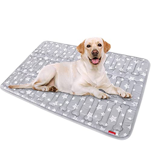 Moonsea Large 36" X 23" Dog Crate Mat, Soft Polyester Bed with Cute Stars, Anti-Slip Bottom, Machine Washable