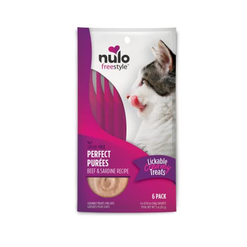 Nulo Freestyle Grain-Free Perfect Purees Premium Wet Cat Treats, Squeezable Meal Topper for Felines, High Moisture Content to Support Cat Hydration, 0.5 Ounces in Each Lickable Wet Cat Treat Pouch