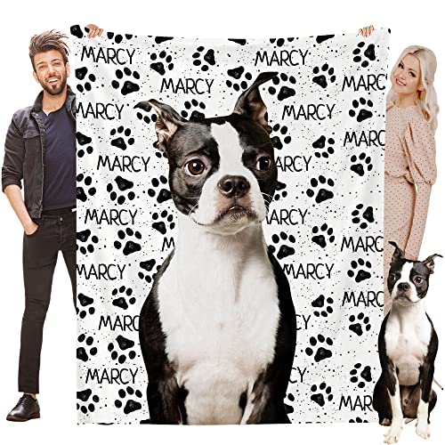 OARSE Personalized Pet Blanket with Dogs Picture Custom Dog Memorial Blanket Cat Throw Blankets Customized Photo Gift for Pets Lovers - Flannel, Queen