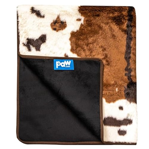 PAW BRANDS PupProtector Waterproof Throw Blanket for Dogs, 80" L X 62" W, Brown Faux Cowhide