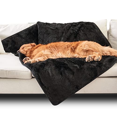 PAW BRANDS Waterproof Dog Blanket - Premium Cool Comfort Throw Blanket - 60in x 50in Machine Washable Pet Blankets for Large Dogs and Pets, Faux Fur and Ultra-Soft, Luxury Dog Couch Cover Protector