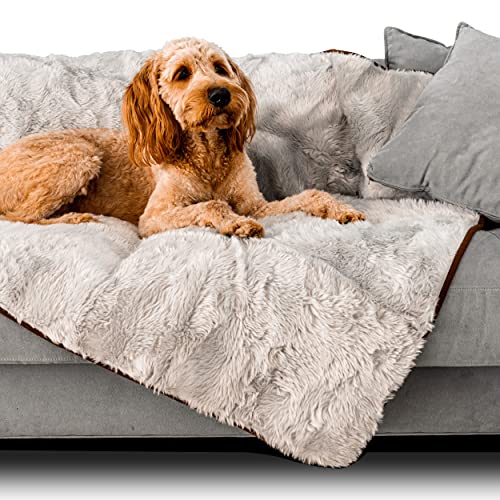 PAW BRANDS Waterproof Throw Blanket for Pets - Premium Cool Comfort Dog Blanket - 60in x 50in Machine Washable Throw Blankets for Large & Medium Dogs, Faux Fur PupProtector, Couch Cover for Dogs