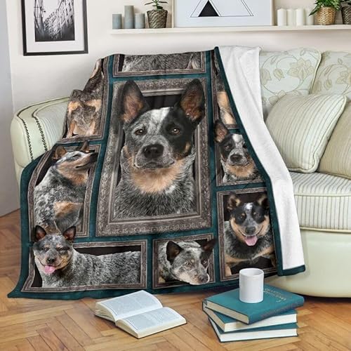 Personalized Australian Heeler Blanket, Australian Heeler Throw Blanket, 3D Australian Heeler Dog Blanket Gift for Dog Mom, Australian Heeler Dog Blanket Dog Blankets Fuzzy Fleece Soft Blanket