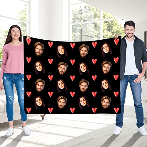 Personalized Blankets with Face Picture Change,Custom Photo Blankets for Women Men Girlfriend Boyfriend, Customized Gifts for Anniversary, Personalized Birthday Gifts for Her Him Wife Husband Dog Pet