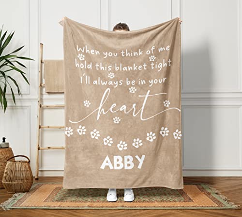 Personalized Pet Memorial Gift Custom Dog Name Throw Blanket with Paw Prints Loss of Dog Sympathy Gift Cat Rememberance Gift Pet Keepsake Pet Condolence (30x40 inches, Sand)