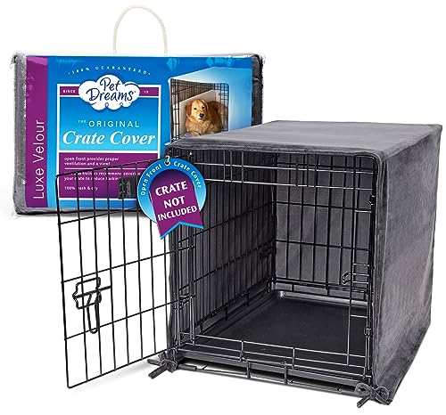 Pet Dreams Dog Crate Cover – Small to Extra Large Dog Kennel Covers, Breathable Single Door Soft Cage Covers for Dog Crates, Great for Dog Crate Training (Graphite Grey, 24 inches)