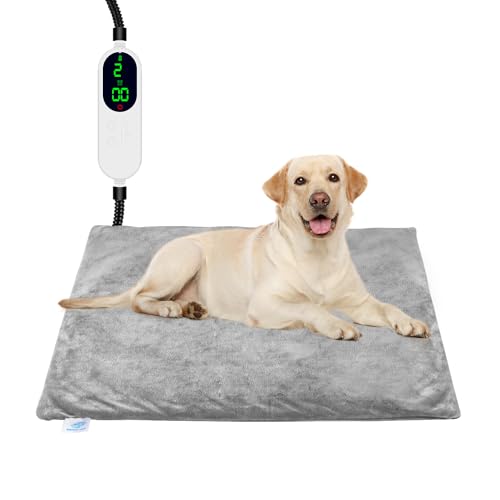 Pet Heating Pad for Cats Dogs, Electric Cat Heating Pad Indoor with Timer, 9 Level Temperature Dog Heating Pad Waterproof Heated Dog Pad Mat for Puppy Dog Cat (28.0" L x 18.0" W x 0.5" Th)