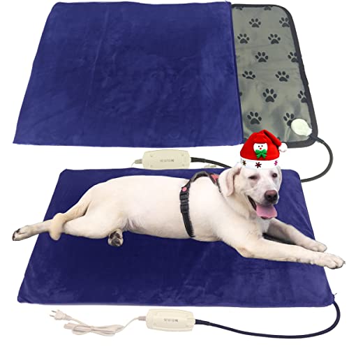 Pet Heating pad for Large Dog cat Heated Bed 34" x 21" with Soft Washable Cover Electric Heating pad Keep Pets Warmer Water Resistant Chew Resistant Cord