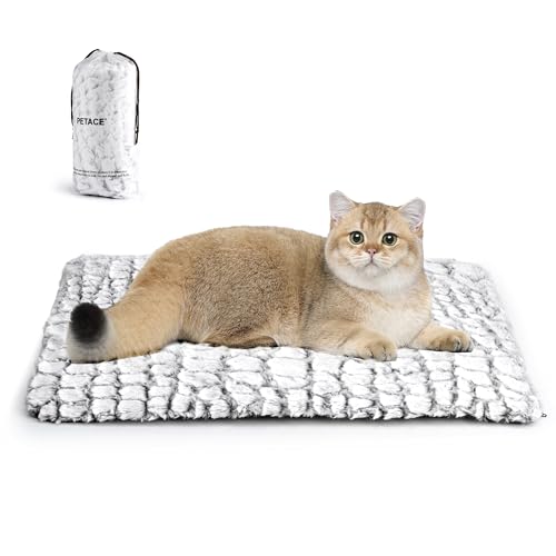 Petace Self Warming Cat Bed, 24" x 18" Ultra Soft Cat Dog Pet Heating Pad for Indoor Outdoor, Non-Slip Heated Cat Mat Thermal Blanket