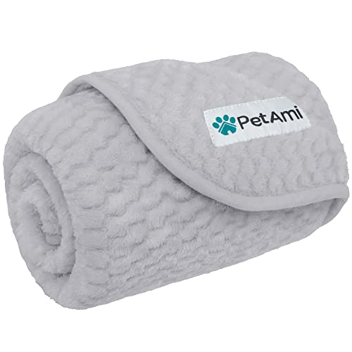 PetAmi Waterproof Dog Blanket, Leakproof Puppy Blanket for Small Medium Dogs, Furniture Sofa Couch Cover Protector, Fleece Pet Throw Indoor Cat Kitten, Reversible Washable Soft Plush, 29x40 Light Gray