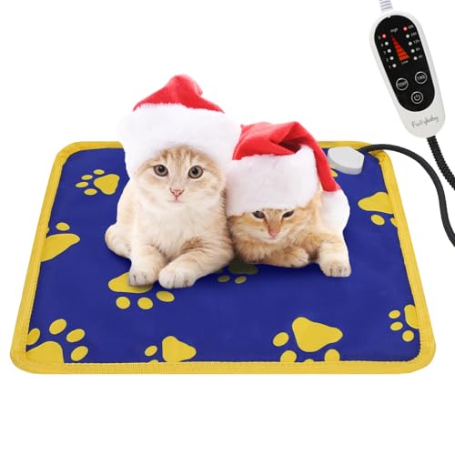 PUPPY LOVE Pet Heating Pad, Waterproof Dog Heating Pad Mat for Cat with 5 Level Timer and Temperature, Pet Heated Warming Pad with Durable Anti-Bite Tube Indoor for Dog Cat (17" X 17")