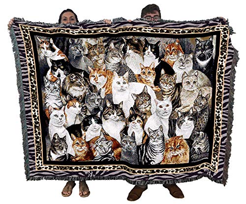 Pure Country Weavers Purrfect Cats Blanket by Elena Vladykina - Gift for Cat Lovers - Tapestry Throw Woven from Cotton - Made in The USA (72x54)