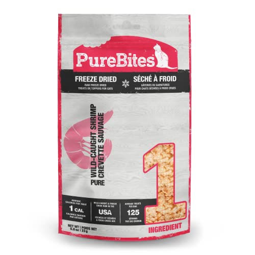 PureBites Shrimp Freeze Dried Cat Treats, 1 Ingredient, Made in USA, 0.8oz (Packaging May Vary)