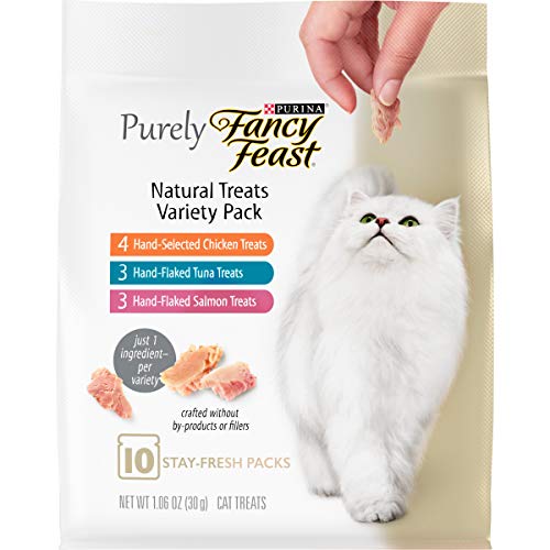 Purina Fancy Feast Natural Cat Treats Variety Pack, Purely Natural - (Pack of 5) 10 ct. Pouches