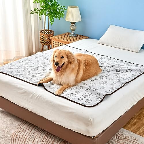 Qeils Dual-Sided Waterproof Dog Blankets for All Season Fuzzy Dog Cover for Couch Cooling Bed Blanket for Medium Dogs, 50x60