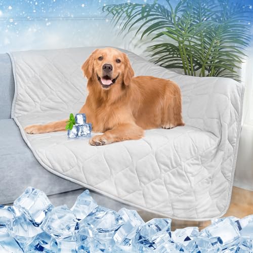 Rywell Cooling Blanket for Dogs,40 * 60IN, Dog Cooling Mat Q-Max>0.5, Cooling&Cotton Surfaces for All Seasons,Protect Furniture,Washable Dog Blanket