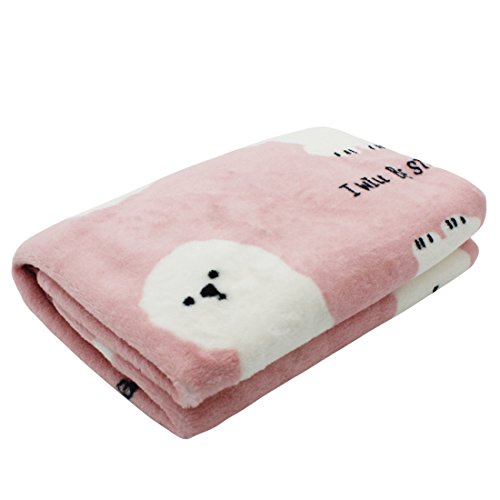 Scheppend Fluffy Flannel Fleece Pet Dog Bed Throw Blanket Cover for Couch, 29.5 x 39.5 Inches Cute Animals Design Doggy Blankets for Small Medium Puppy Cats (Pink, Little Bichon)