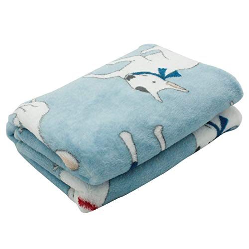 Scheppend Fluffy Flannel Fleece Pet Dog Bed Throw Blanket Cover for Couch, 29.5 x 39.5 Inches Cute Animals Design Doggy Blankets for Small Medium Puppy Cats (Light Blue, Bull Terrier)