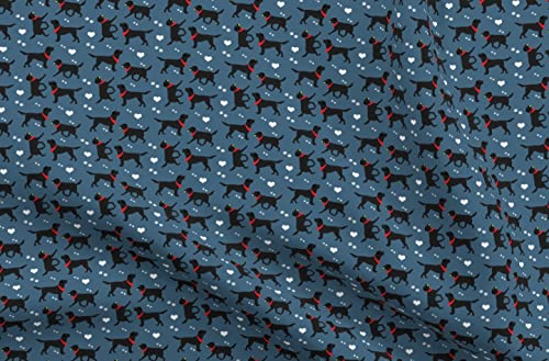 Spoonflower Fabric - Black Smaller Print Blue Lab Labrador Retrievers Dogs Playing Printed on Petal Signature Cotton Fabric Fat Quarter - Sewing Quilting Apparel Crafts Decor