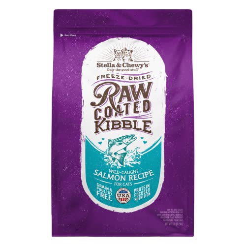 Stella & Chewy's Raw Coated Premium Kibble Cat Food – Grain Free, Protein Rich Meals – Wild Caught Salmon Recipe – 5 lb. Bag