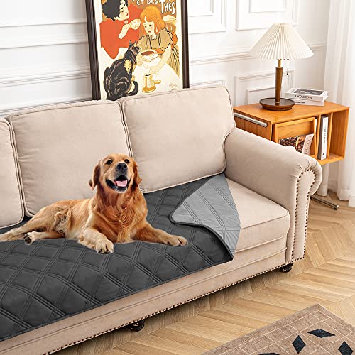 SUNNYTEX Waterproof & Reversible Dog Bed Cover Pet Blanket Sofa, Couch Cover Mattress Protector Furniture Protector for Dog, Pet, Cat(30"*70",Dark Grey/Grey)