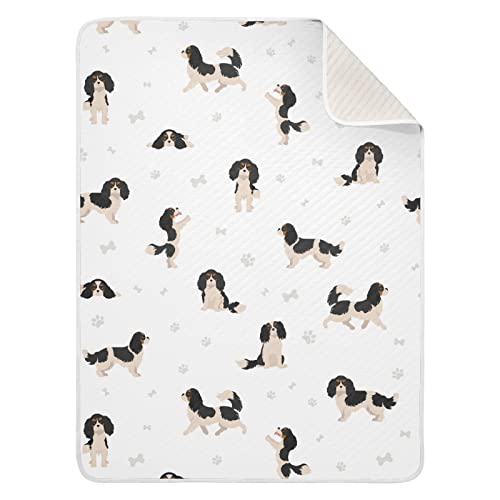 Swaddle Blanket Cavalier King Charles Spaniel Cotton Blanket for Infants, Receiving Blanket, Lightweight Soft Swaddling Blanket for Crib, Stroller, Nursery Blankets, Puppy, 30x40 in