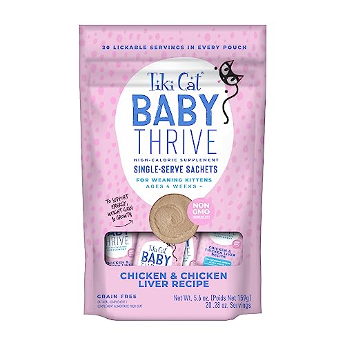 Tiki Cat Baby Thrive, Chicken & Chicken Liver Mousse, 5.6 oz. Pouch (20 Individual Servings)