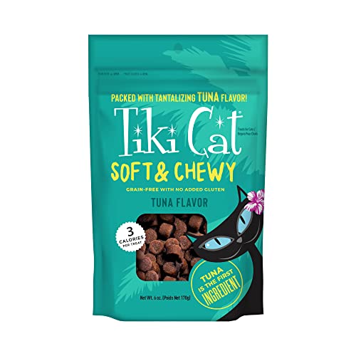 Tiki Cat Soft & Chewy Treats, Tuna Flavor, 3 Calories Per Treat with Grain-Free and No Added Gluten, 6 oz Pouch (Pack of 1)