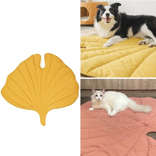 TOPTREE Dog Blanket Decor 3D Leaves Shaped Pet Blanket Cushion Household Dog Bed Cat Bed Pet Blanket Warm Soft Plush Blankets for Dog Blankets and Cat Blanket, Couch, Sofa (50"x45",Yellow)