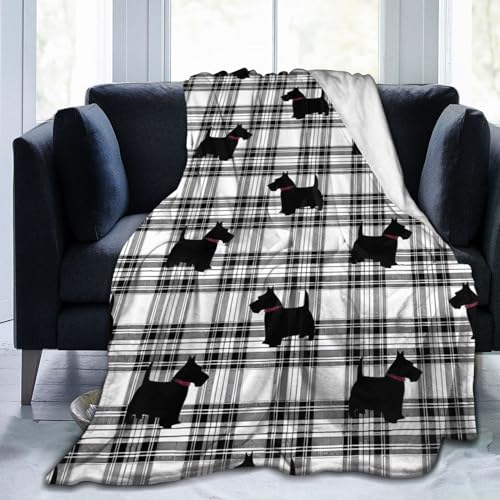 TREPKO Scottish Terrier Plaid Scotty Dog Men Women Throw Blanket for Couch Sofa Bed