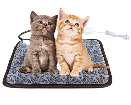 UBEI Electric Heating Pad for Dogs and Cats With Anti-bite Steel Cord Waterproof Adjustable Dog Warm Bed Mat Heated Pad for Pets Deds Blankets and Kennel 17.7inx17.7in (Flower Color)