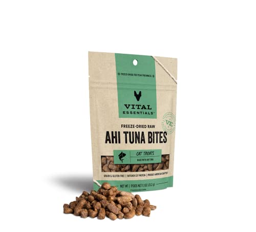 Vital Essentials Freeze Dried Raw Cat Treats, Ahi Tuna Bites, 1.1 oz