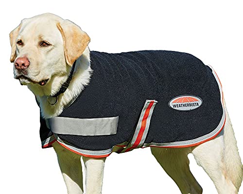 WeatherBeeta ComFiTec Therapy-Tec Fleece Dog Coat, Black/Silver/Red, 32"