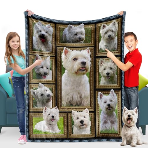 Westie Blanket, Westie Gifts for Boys Girls, Kids Throw Blanket for Couch Bed, Cozy Fuzzy Soft Flannel Fleece Blanket Small Size 40" X 50" Toddler Blankets and Throws for Daycare Nap Preschool