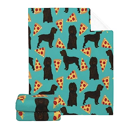 Xoeiran Flannel Fleece Plush Throw Blanket,Cute Boykin Spaniel Dog Pizza Slices Food Lightweight Warm Recliner,Air Conditioning Bedding Living Room Washable Blanket Bo-Ys Gi-Rls Adults Gifts-50 x40