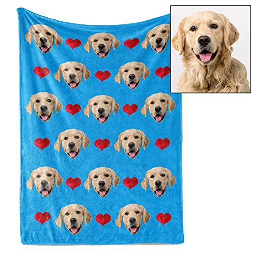 yyfq Custom Dog Face Blankets,Personalized Pet Photo Blanket,Dog Blankets,Photo Throws, Dog Keepsake,Gifts,Pet Lover (59"x70"/150x180cm)