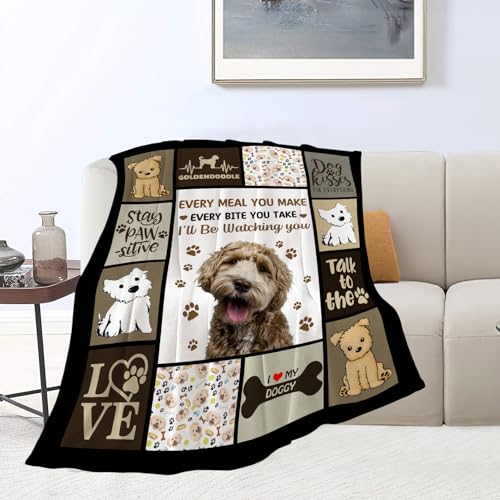 Zhongh Goldendoodle Gifts Blanket Dog Throw Blankets Cozy Fleece Flannel Blanket Plush Lightweight Golden Doodle Gifts for Owner Girls Boys Teens Kids Men Women Adults for Couch Sofa Bed 40"X50"